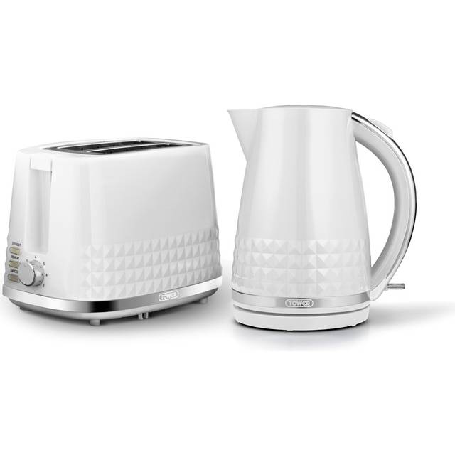 Tower Solitaire 1.5L Kettle + 2 Slice Toaster White