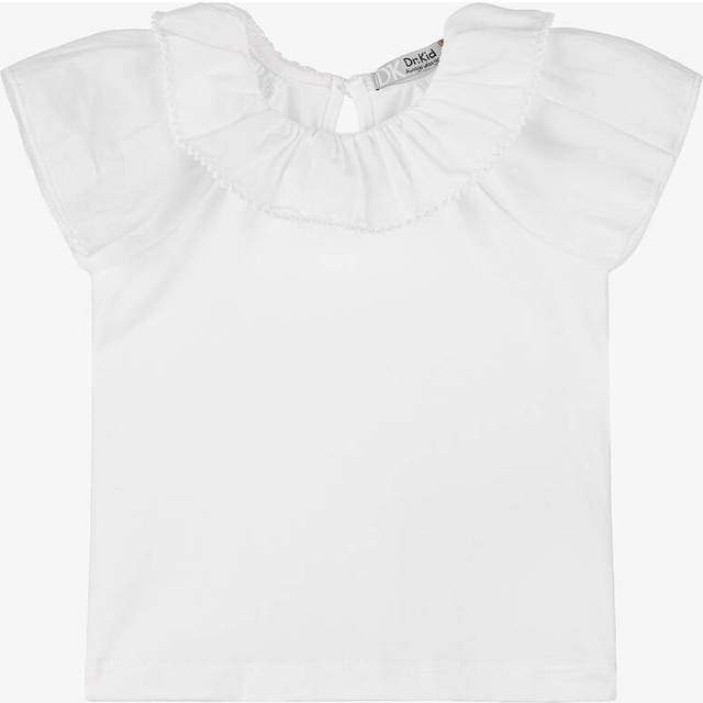 Dr. Kid Girls White Frilly Collar T-Shirt - 12 month