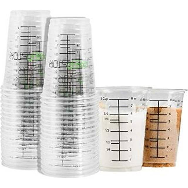Disposable Measuring Cups for Resin - Pack of 20 8oz Clear Plastic Measuring Cup for Epoxy Resin Stain Paint Mixing - Half Pint Reusable Multipurpose