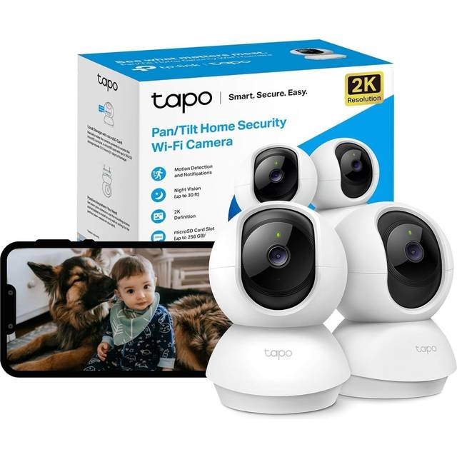 Tapo c210 2 pack pan/tilt indoor camera house security camera, 2k 3mp wifi came