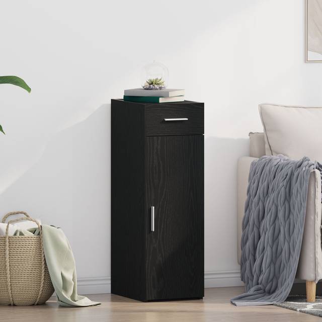 vidaXL Sideboard Svart Ek 30x42,5x93 cm Konstruerat Trä