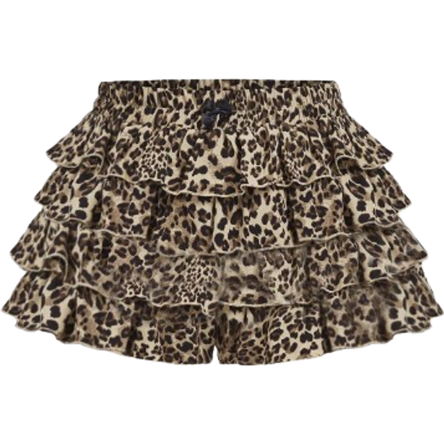 SHEIN Plus Size Leopard Print Multi-Layered Shorts