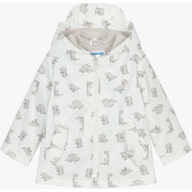 Mayoral Boys White & Grey Dinosaur Raincoat - 2 year