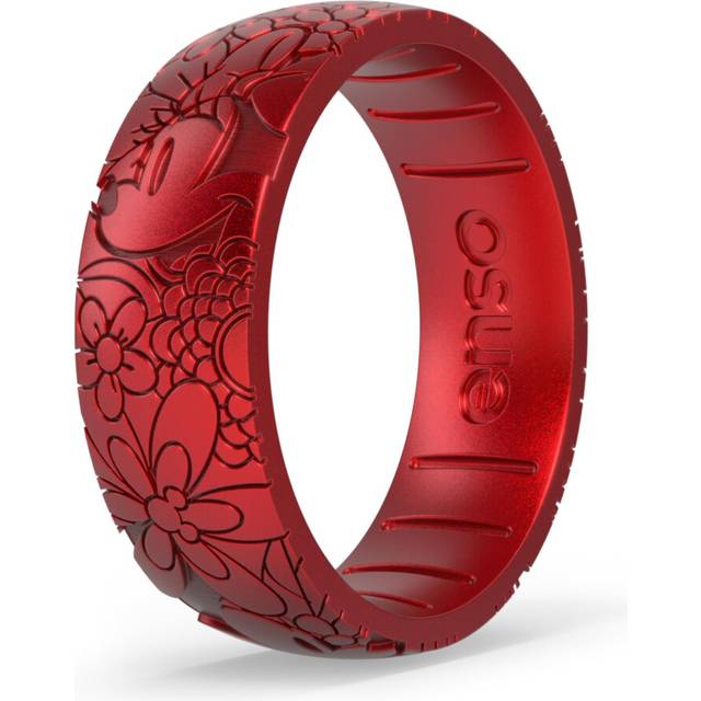 Enso Rings Disney Silicone Rings - Mickey Mouse and Minnie Mouse - Floral Design - Size 11