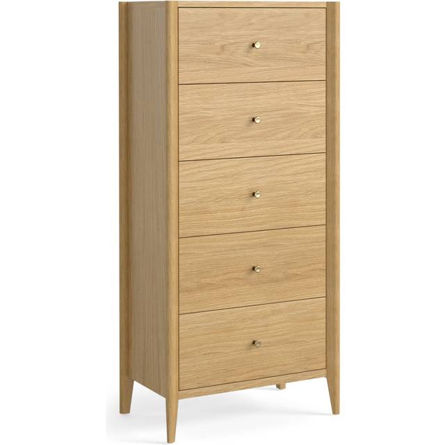 Heyman 60cm W 5 - Drawer Chest of Drawers - Brown (130cm H X 60cm W X 38cm D)