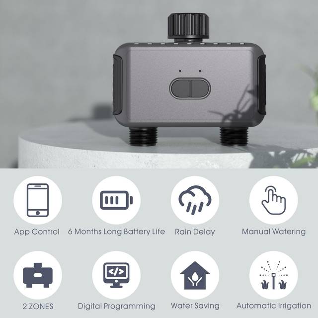 Tuya Wifi BT Gardening Automatic Irrigation Water Timer Automatic Watering Device Garden Balcony black