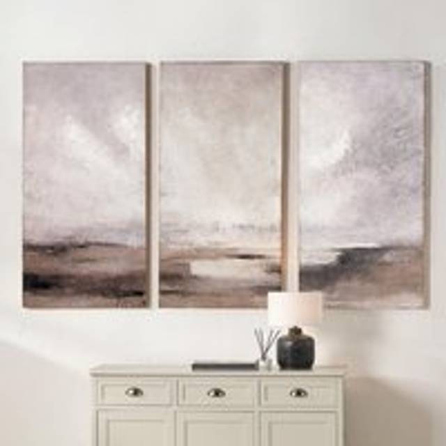 Set of 3 Grey Abstract Black Framed Canvases