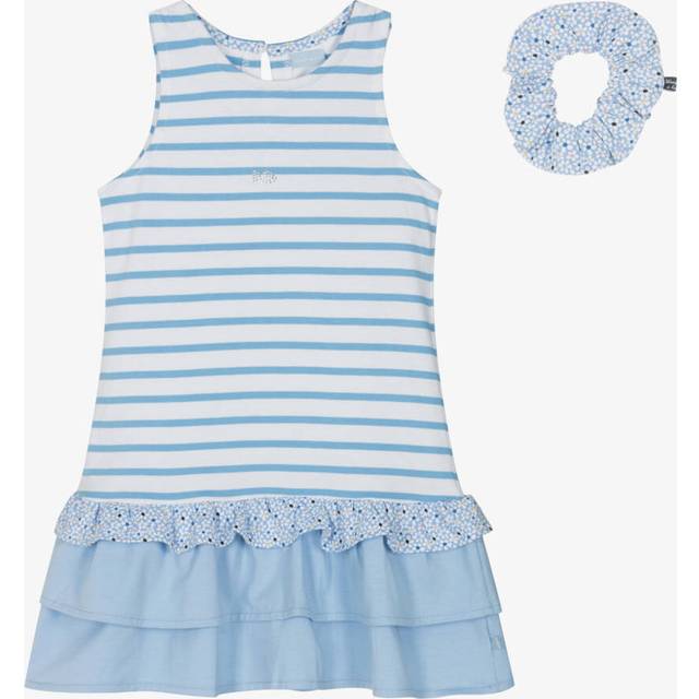 Week-End À La Mer Girls Blue Breton Stripe Cotton Dress - 12 month