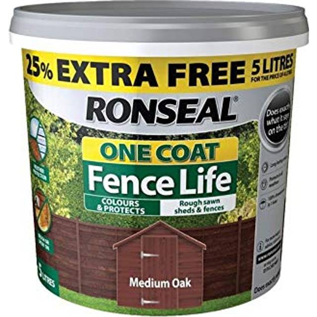Ronseal one coat shed & fence protector medium oak 5l