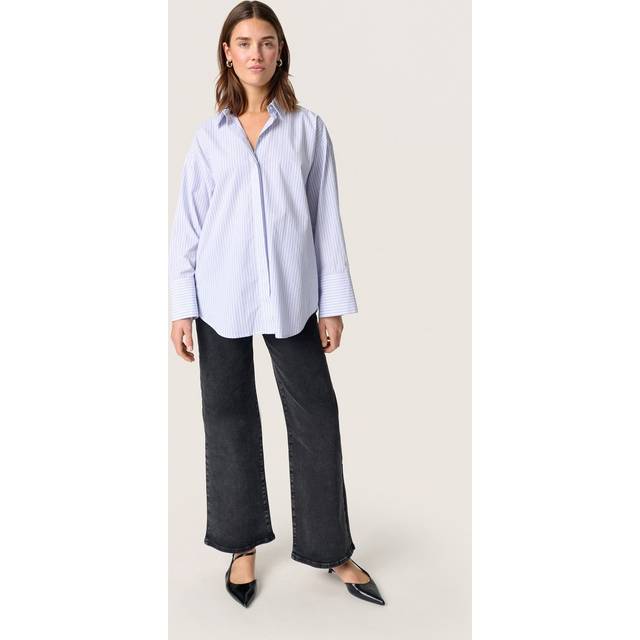 Soaked In Luxury Oriana Stripe Loose Fit Shirt, Blue/White