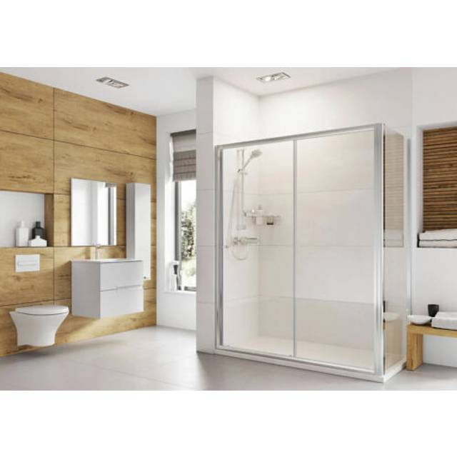 Roman Haven 6 Sliding Shower Door with Optional Side Panel Chrome Made in the uk, 1000-Without Side Panel