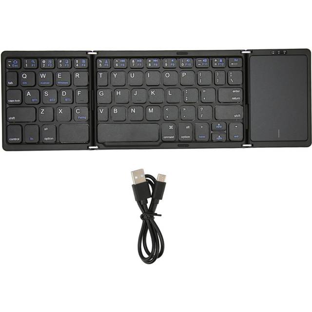 Foldable Keyboard B089T 3 Folded Touchpad Function 64 Keys Portable Type C Charging Magnetic svart