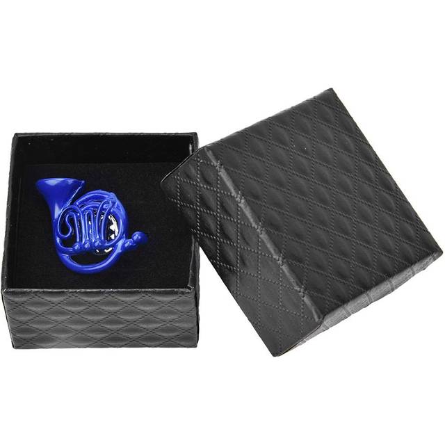 Brooch Pin Blue Metal Horn Shape with Gift Box Clothes Bag Decoration Accessories
