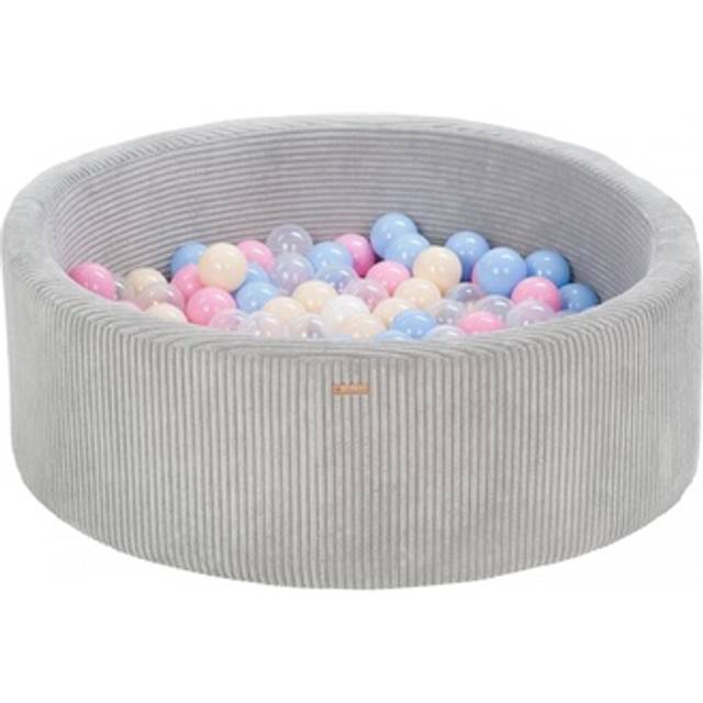 PQP Bollhav - 200 Bollar - Cordu Roy 90 Cm Grå/Vit - Bollar Babyblå/Ljusrosa/Cappuccino