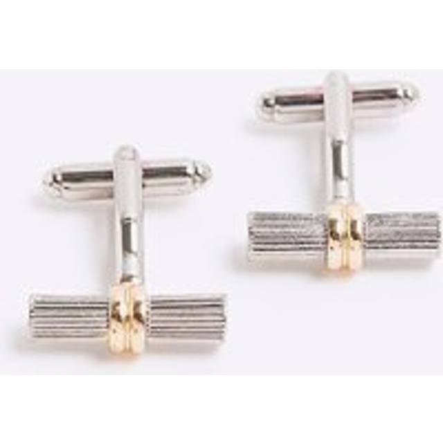Mens River Island Metal Multi Mixed Metal Bar Cufflinks - One Size