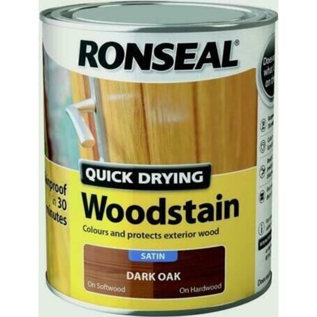 Ronseal quick drying wood stain satin rainproof 750ml dark oak