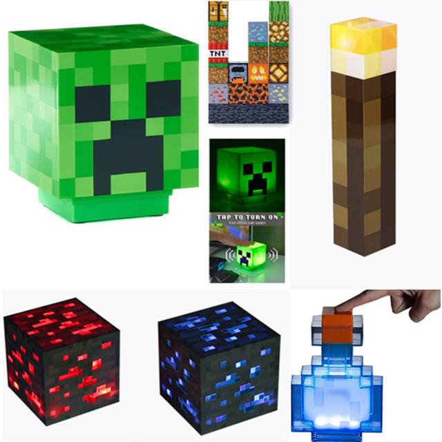 (Green Ore Lights) Light-Up Wall Torch Night Lamp Ore Lights Creeper Lighting Kids Child Toy Gifts