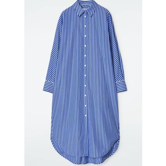 Relaxed Cotton Shirt Dress - Blue - 38