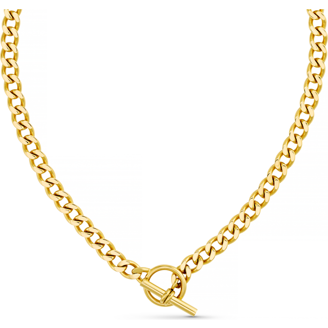 LUXE Flat Curb T-Bar Necklace - Gold - Orelia LUXE