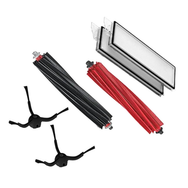 6PC Robot Vacuum Cleaner Double Roller Brush HEPA Filter Side Brushes