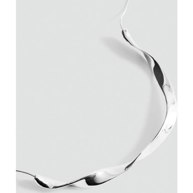 Wavy-design necklace silver - Woman - One size - MANGO - Silver - U