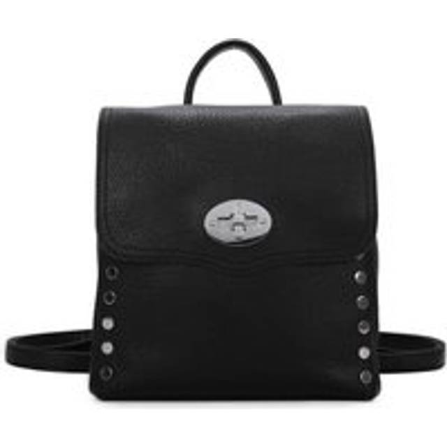 Womens Square Faux Leather Backpack - Black - One Size