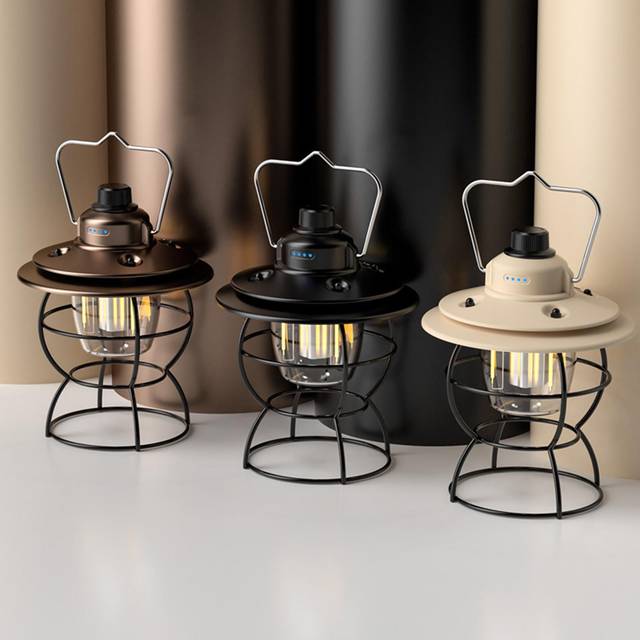 Outdoors Camping Lantern USB Charging Emergency Power Supply Battery Display Waterproof 3 Lighting black