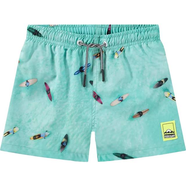 Molo Kids' Niko Ocean Surfer Trunks, Turquoise/Multi