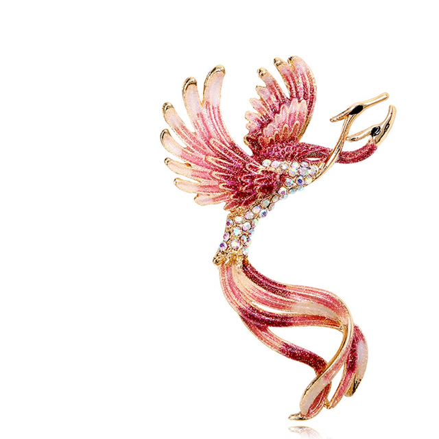 Enamel Phoenix Bird for Women Men Beauty Office Brooch Gifts C