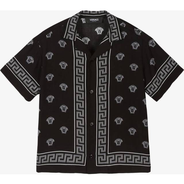 Versace Junior Boys Black Medusa Bandana Shirt - 8 year