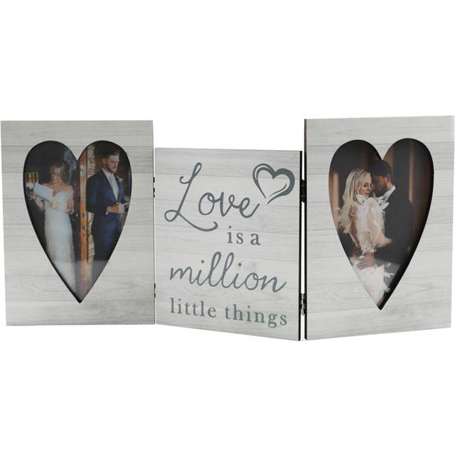 Tri-Fold Hinged Photo Frame Wooden Picture Frame with Plexiglass Board Hinge for Wedding Tabletop beige