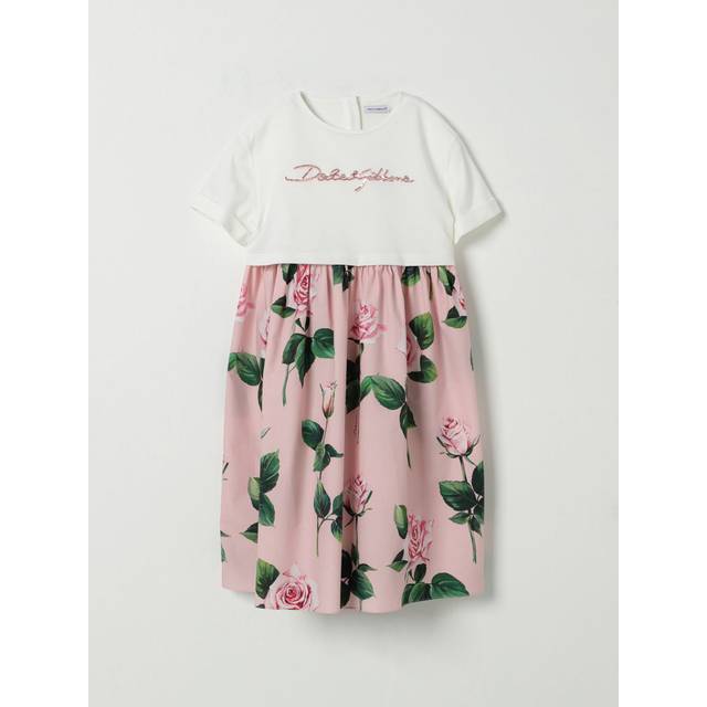 Dolce & Gabbana Girls Pink Roses T-Shirt Dress - 6 year