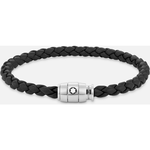 Montblanc Bracelet Steel 3 Rings Closing Black Leather