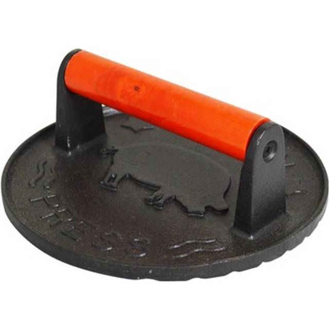 Cast Iron Burger Press 18cm Round with Wooden Handle for Perfect Patties 7cm