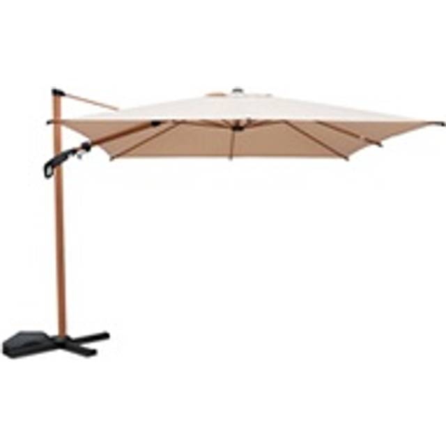 Sweeek - Offset parasol etretat square beige 3x3m, wood effect pole