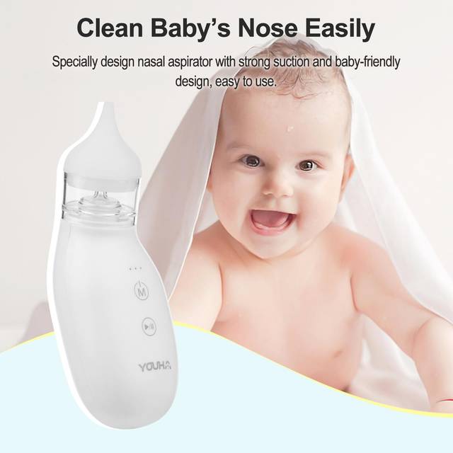 YOUHA Q2 Electric Baby Nasal Aspirator Nose Cleaner Nose Sucker with Extra Aspirator Tip 3 Levels vit