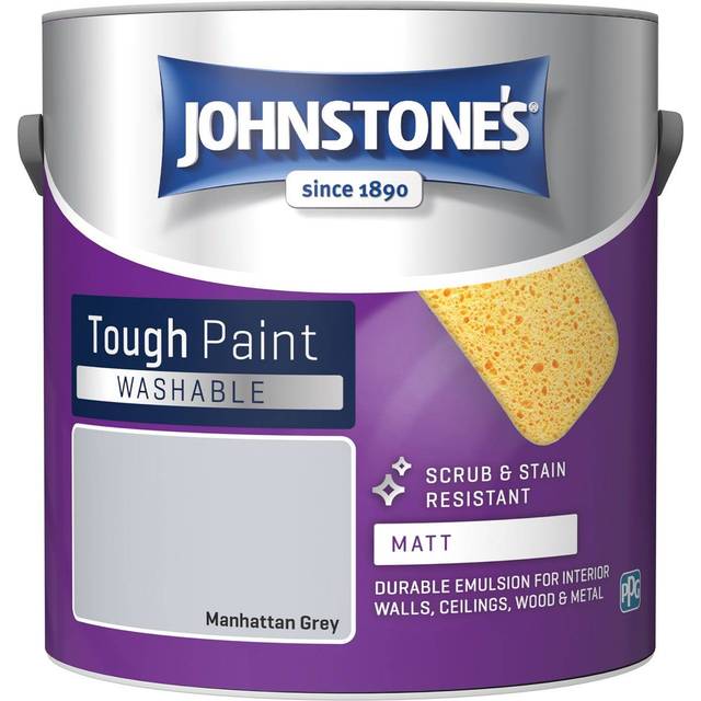 Johnstone's Washable Manhatten Grey Matt Emulsion Paint 2.5L - JOHNSTONES