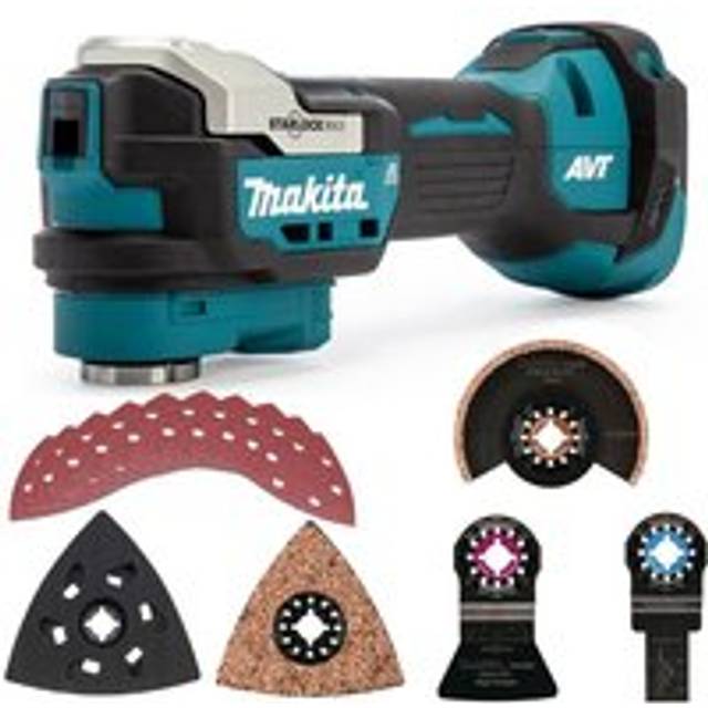 DTM52Z 18v lxt Brushless Multi Tool Tile Plunge Tilers Set + 10 Sheets - Makita