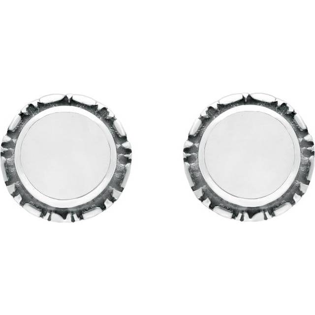 Sterling Silver Bauxite Small Round Rope Edge Stud Earrings