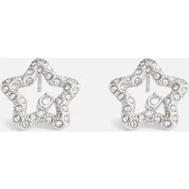 Coach Signature Silver-Tone Pavé Star Stud Earrings