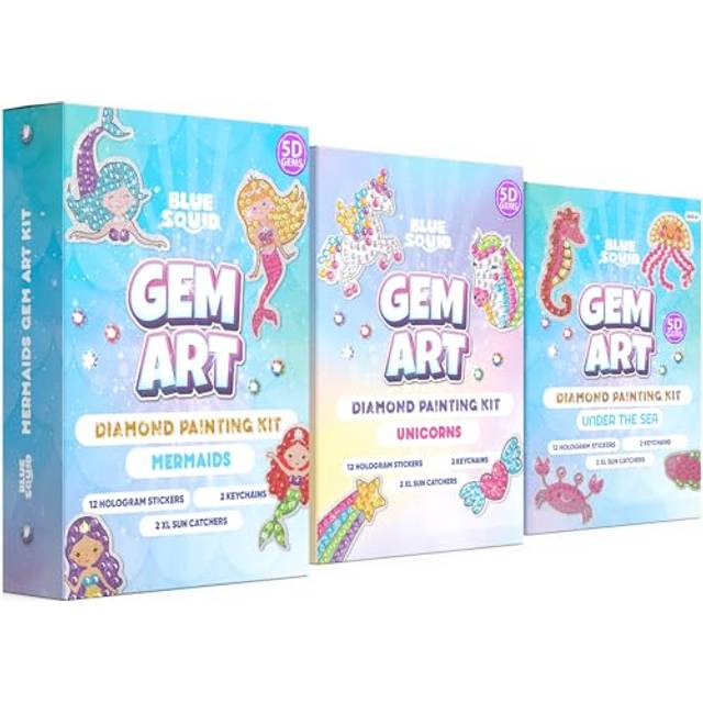 Blue Squid Diamond Art Kits for Kids - Fun & Easy DIY 5D Gem Art Gift Set for Keychains  Stickers  Sun Catchers - Diamond Painting Arts & Crafts Kit f