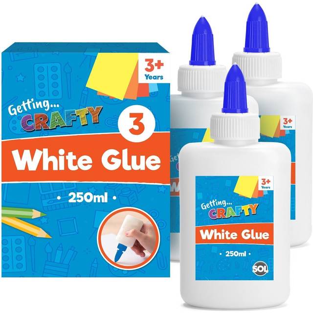 3 x 250ml white pva glue for school kids craft wood paper fabric adhesive slime