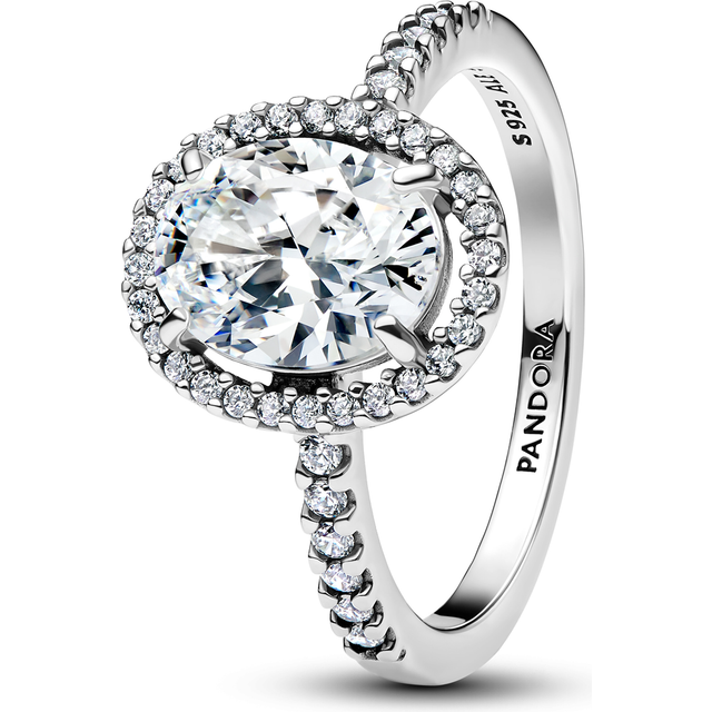 Pandora Silver Oval Sparkling Halo Statement Ring - 48