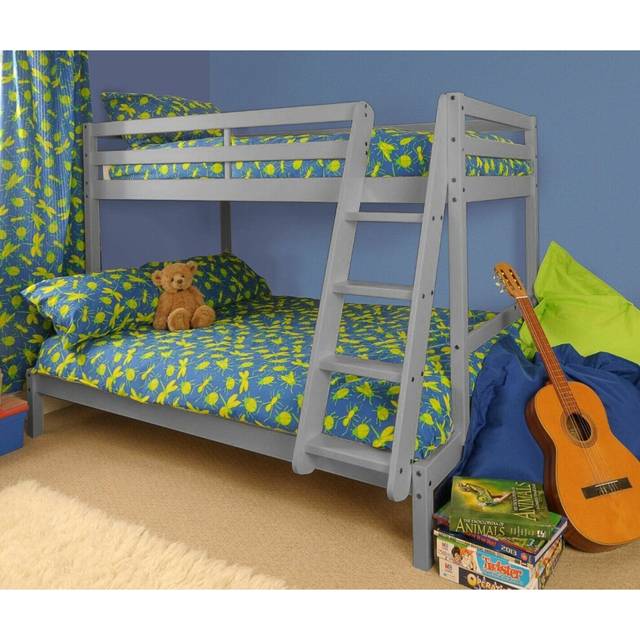 (Grey) Bexley Wooden Triple Bunk Bed with Kerri Mattresses