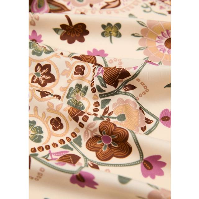 Scarf with abstract floral print ecru - Woman - One size - MANGO - Ecru - U