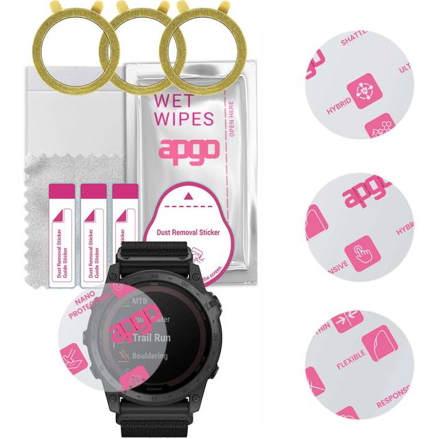 3x apgo Ultra-Clear Hybrid protective glass compatible with Garmin Tactix 7 Pro, flexible nano glass, great replacement for tempered glass, scratch-re