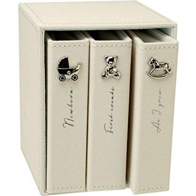 "Bambino by Juliana Linen Fabric Set of 3 Baby Photo Albums 4""x6"""