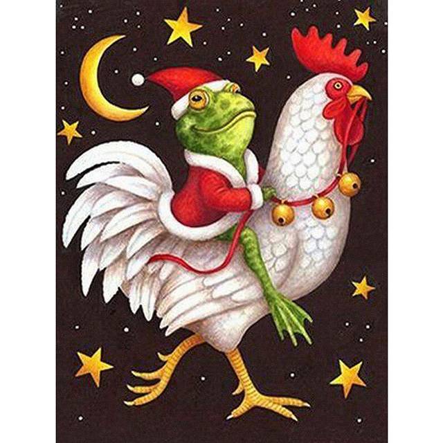 Rhinestone painting Rooster and frog crystal DIY Diamond painting Cartoon Home Decor 20X30CM
