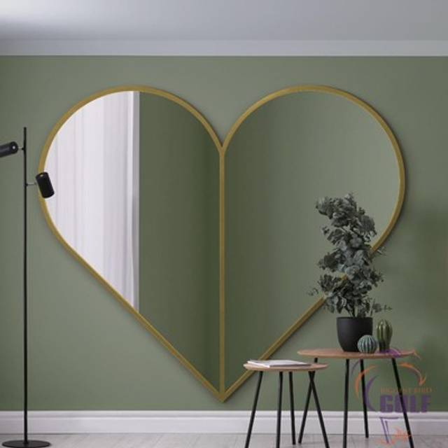 Gold Metal Framed Heart Shaped Leaner/Wall Mirror (180CM X 180CM) - 1 Pack