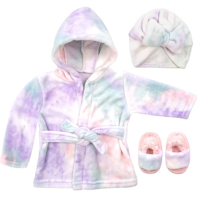 Rising Star Baby Robe Girl  Tie Dye Baby Bathrobe Towel  Slippers & Ca